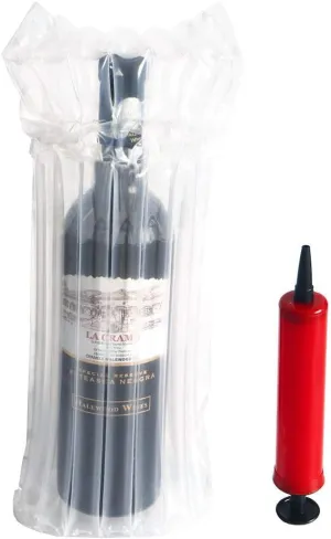 Wine Bottle Protector 12 Packs Bags With Free Pump Reusable Sleeve Travel Inflatable Air Column Cushion Bagfor Packing and Safe Transportation of Glass Bottles in Airplane Cushioning