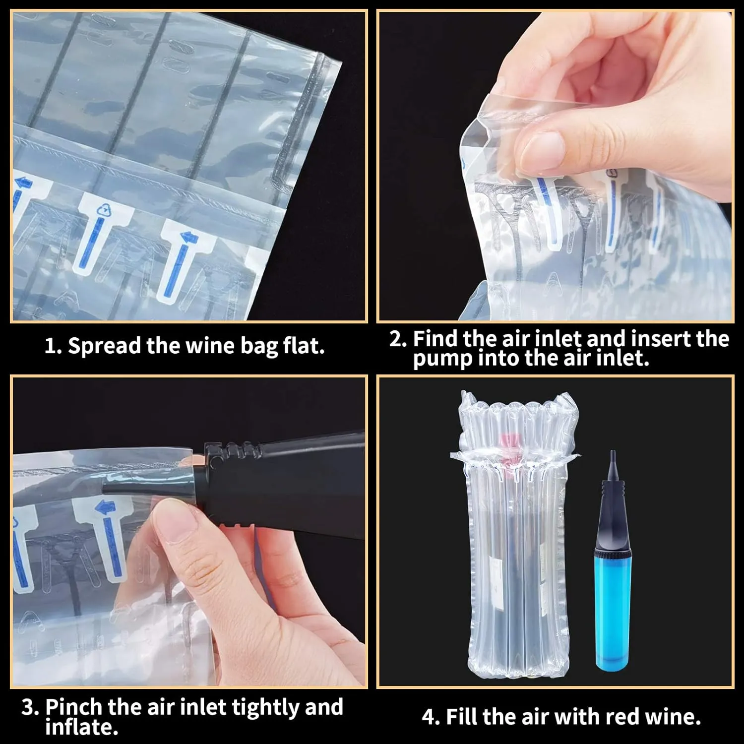 Wine Bottle Travel Protector Bags, Conilly 20 Packs Inflatable Air Column Packaging Bubble Bag with Free Inflator Pump, Reusable Wine Bottle Protector,Safe Choice for wine Transportation
