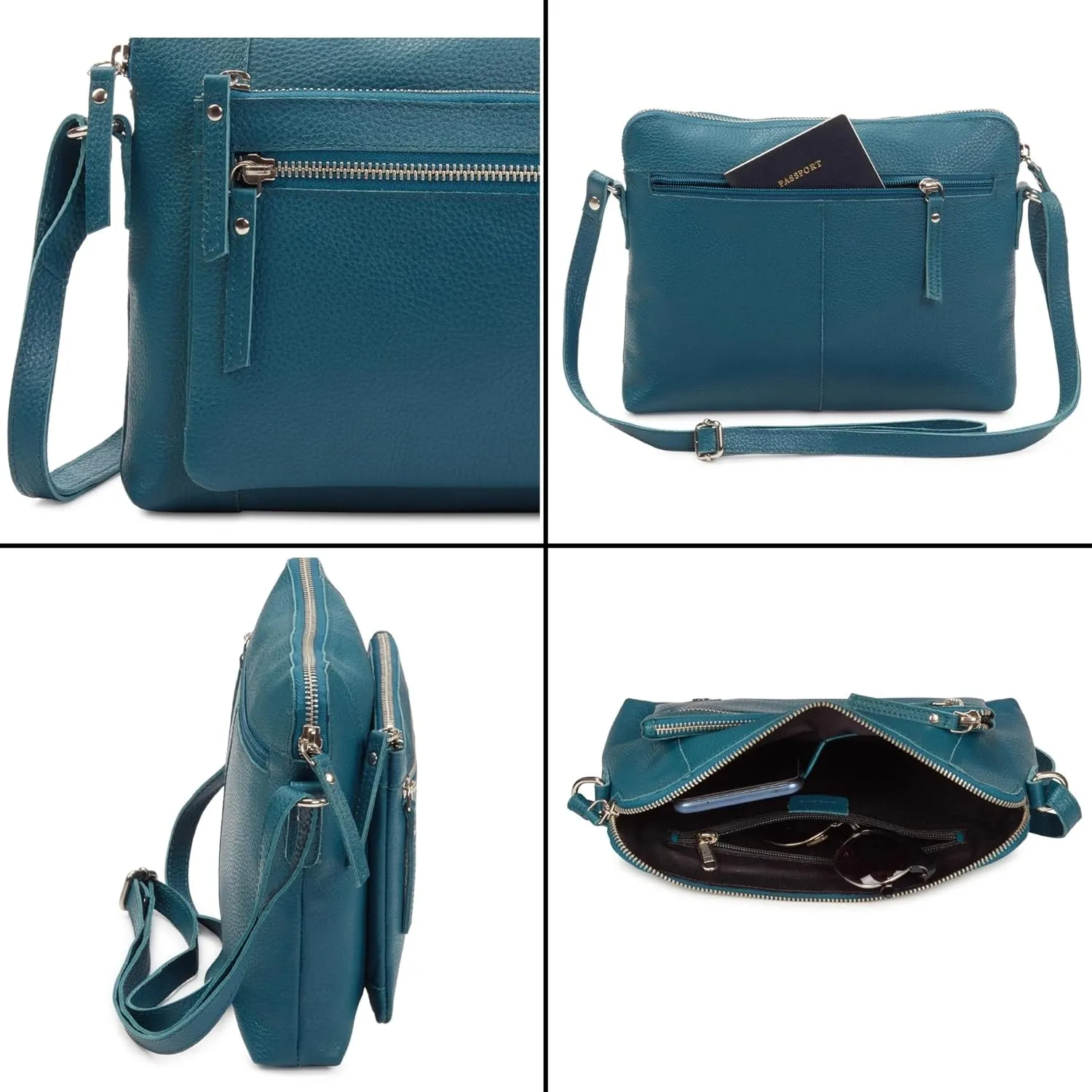Wise Owl Accessories Small Soft Pebbled Real Leather Crossbody Handbags Purses Sling Crossover Shoulder Bag