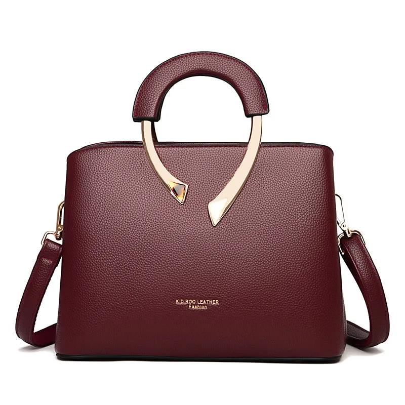 Women High Quality Leather Handbag Casual Crossbody Shoulder
