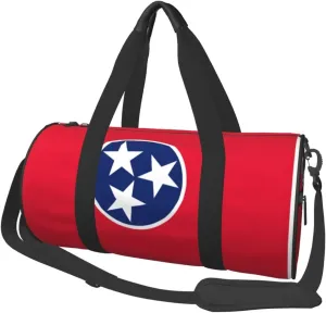 Women Men Flag Of Tennessee Round Duffel Weekender Bag Travel Bag