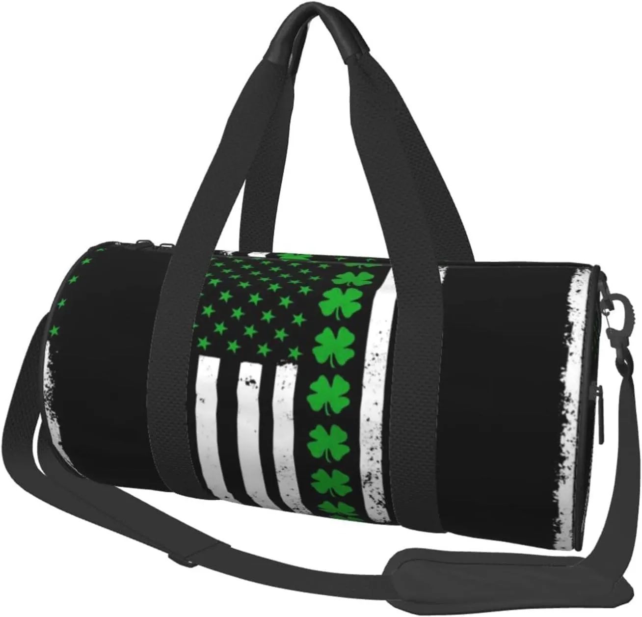 Women Men Ireland American Flag Shamrock Round Duffel Weekender Bag Travel Bag