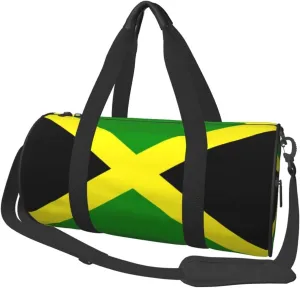 Women Men Jamaican Flag Round Duffel Weekender Bag Travel Bag