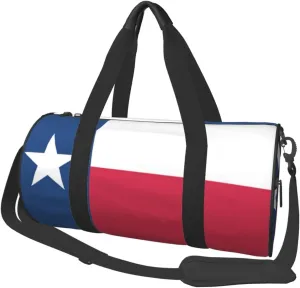 Women Men Lone Star Texas Flag Round Duffel Weekender Bag Travel Bag