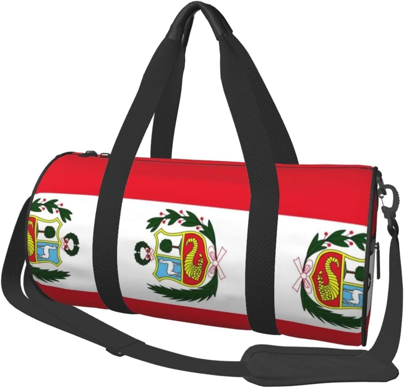 Women Men Peru Flag Round Duffel Weekender Bag Travel Bag