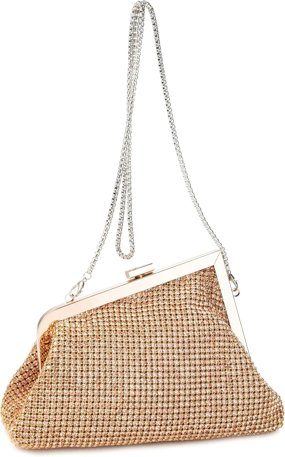 Women Rhinestone Angled Evening Bag Sparkling Clutch Diamond Shoulderbag with Detachable Strap for Wedding Party