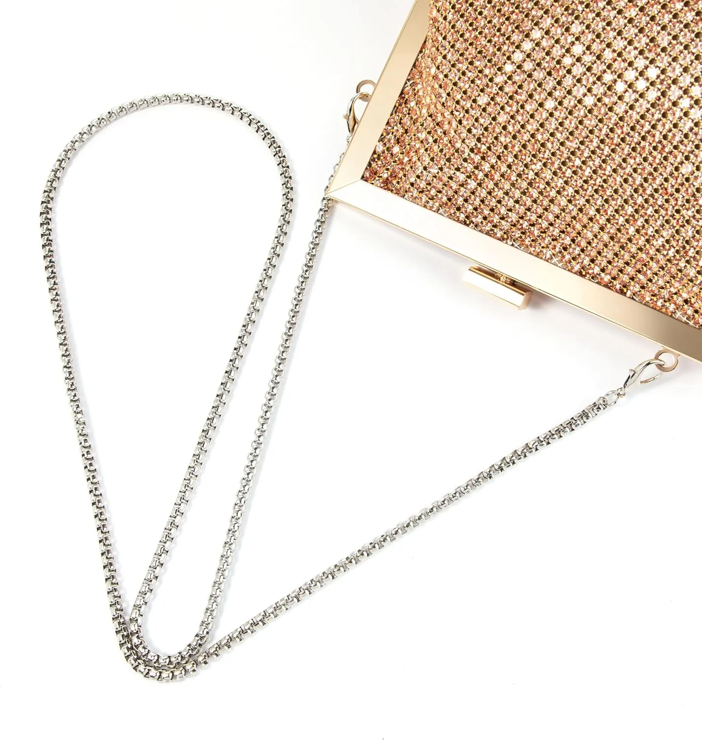 Women Rhinestone Angled Evening Bag Sparkling Clutch Diamond Shoulderbag with Detachable Strap for Wedding Party