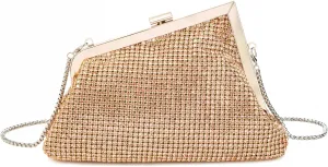 Women Rhinestone Angled Evening Bag Sparkling Clutch Diamond Shoulderbag with Detachable Strap for Wedding Party
