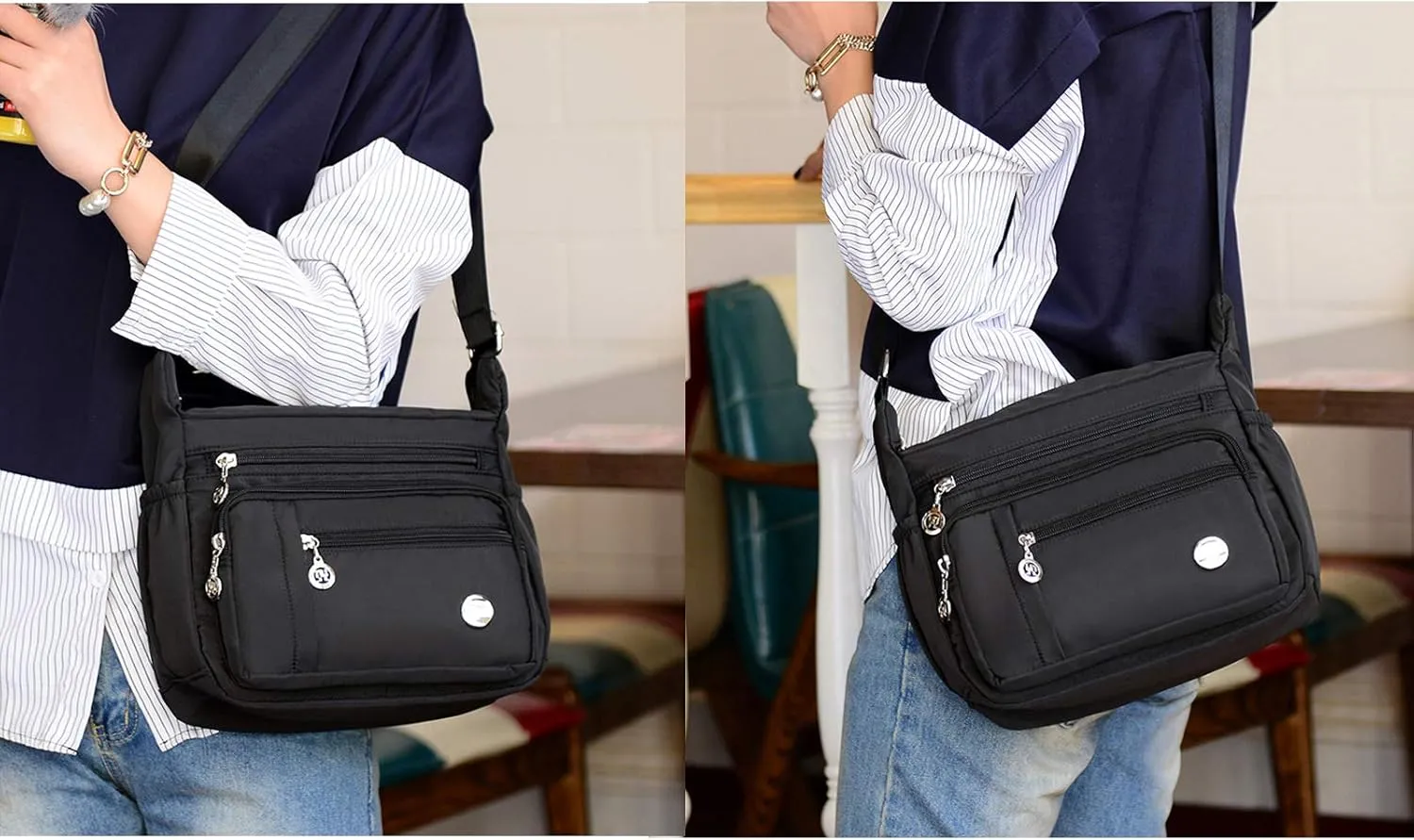 Women Shoulder Handbag Nylon Crossbody Bags Multipockets Purses Handbags Waterproof Messenger Bag