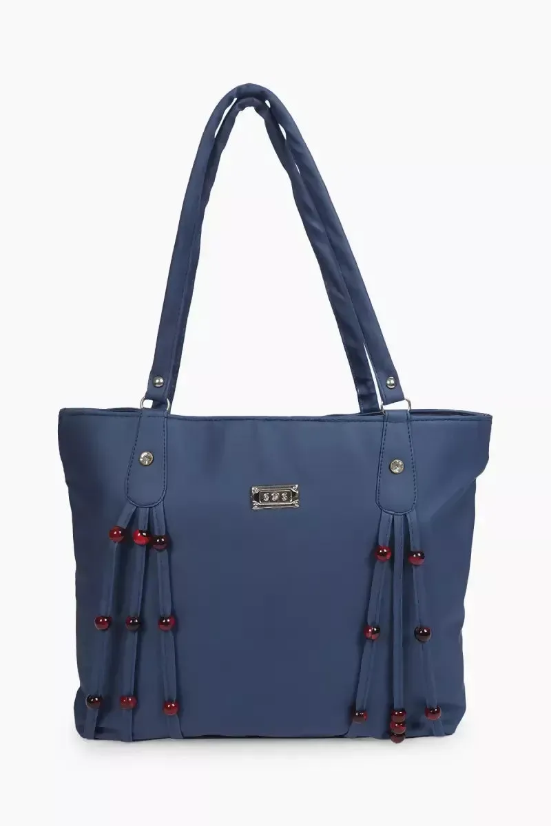 Women's Beaded Casual Hand Bag - Blue