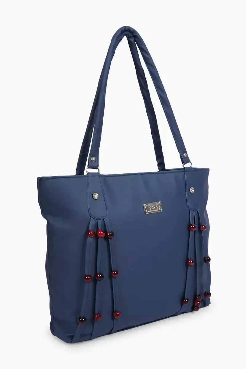 Women's Beaded Casual Hand Bag - Blue
