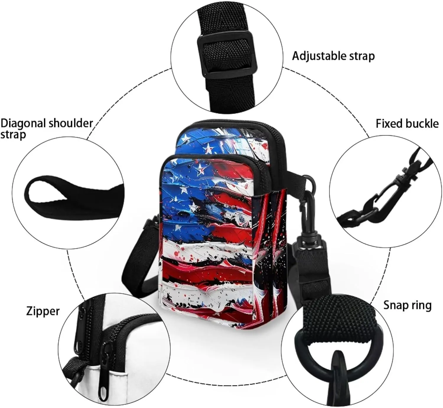 Women's Casual One Shoulder Handbag with Adjustable Strap Double Layered Zipper Snap Ring Fashion Bag