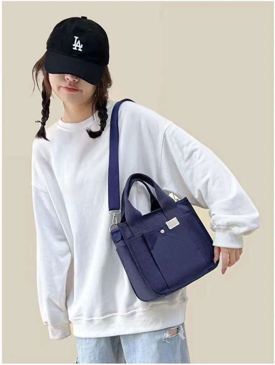 Women's Crossbody Shoulder Bag Multi Compartment Canvas Tote Bag Canvas Hobo Messenger Bag with Zipper Satchel