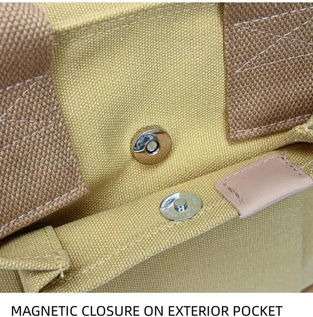 Women's Crossbody Shoulder Bag Multi Compartment Canvas Tote Bag Canvas Hobo Messenger Bag with Zipper Satchel