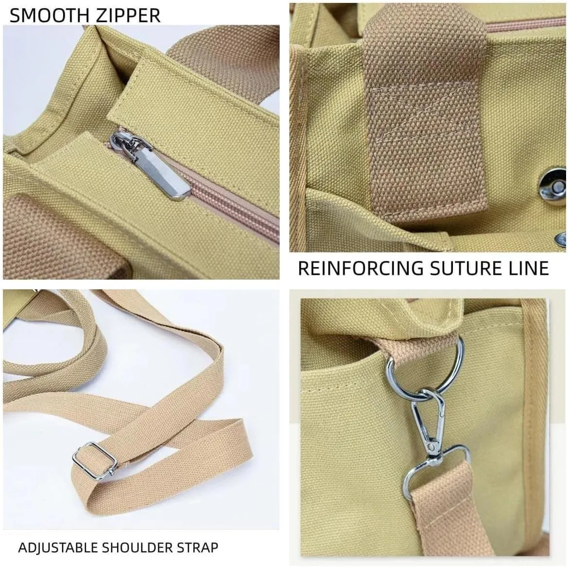 Women's Crossbody Shoulder Bag Multi Compartment Canvas Tote Bag Canvas Hobo Messenger Bag with Zipper Satchel