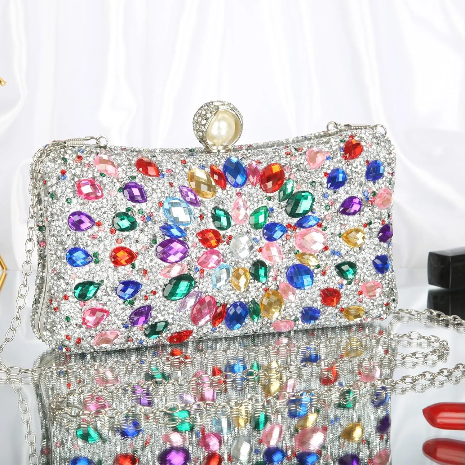 Women's Evening Bags Sparkly Rhinestone Clutch Purses Luxury Handbags