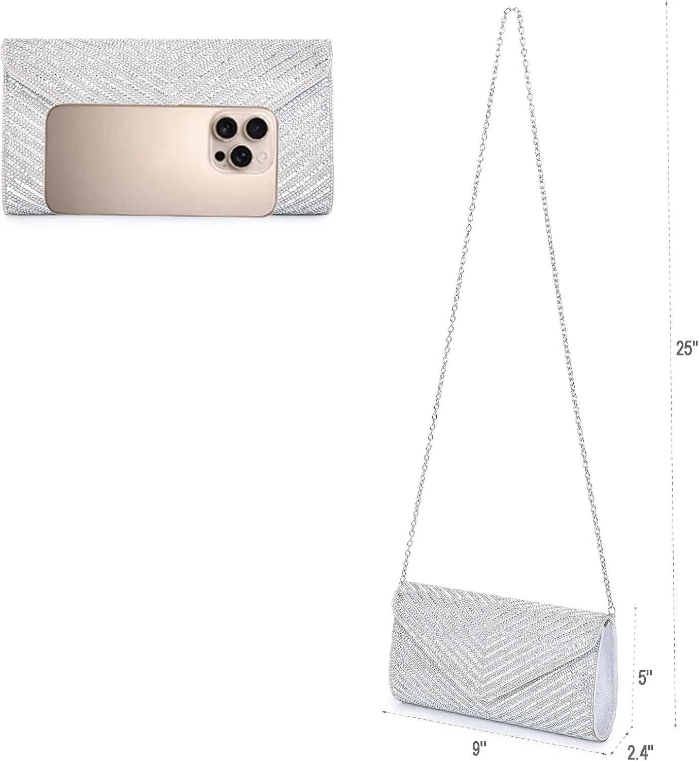 Women's Evening Handbags Envelope Clutch Purses Ladies Crossbody Bags Rhinestone Wedding Bag Shoulder Bag for Women