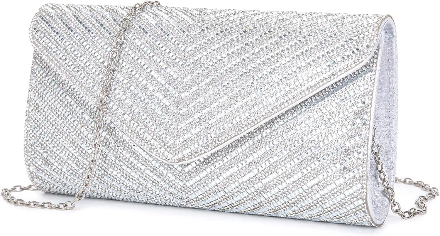 Women's Evening Handbags Envelope Clutch Purses Ladies Crossbody Bags Rhinestone Wedding Bag Shoulder Bag for Women