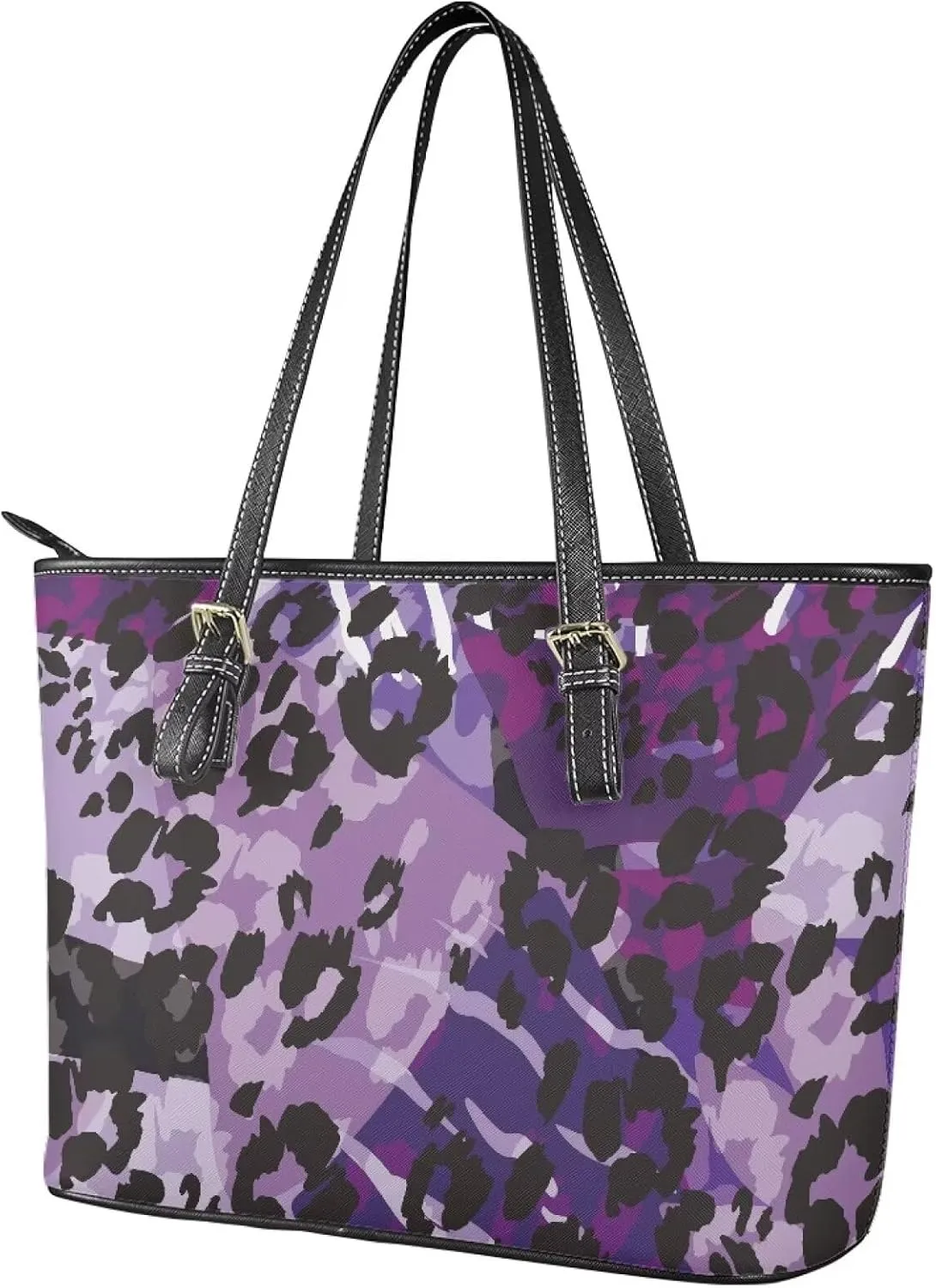 Womens Large Zipper Tote Bag with Pockets Personalized Tote Bags Leather