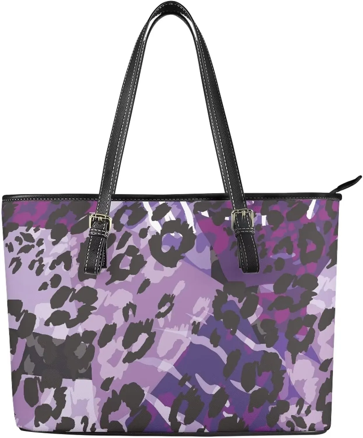 Womens Large Zipper Tote Bag with Pockets Personalized Tote Bags Leather