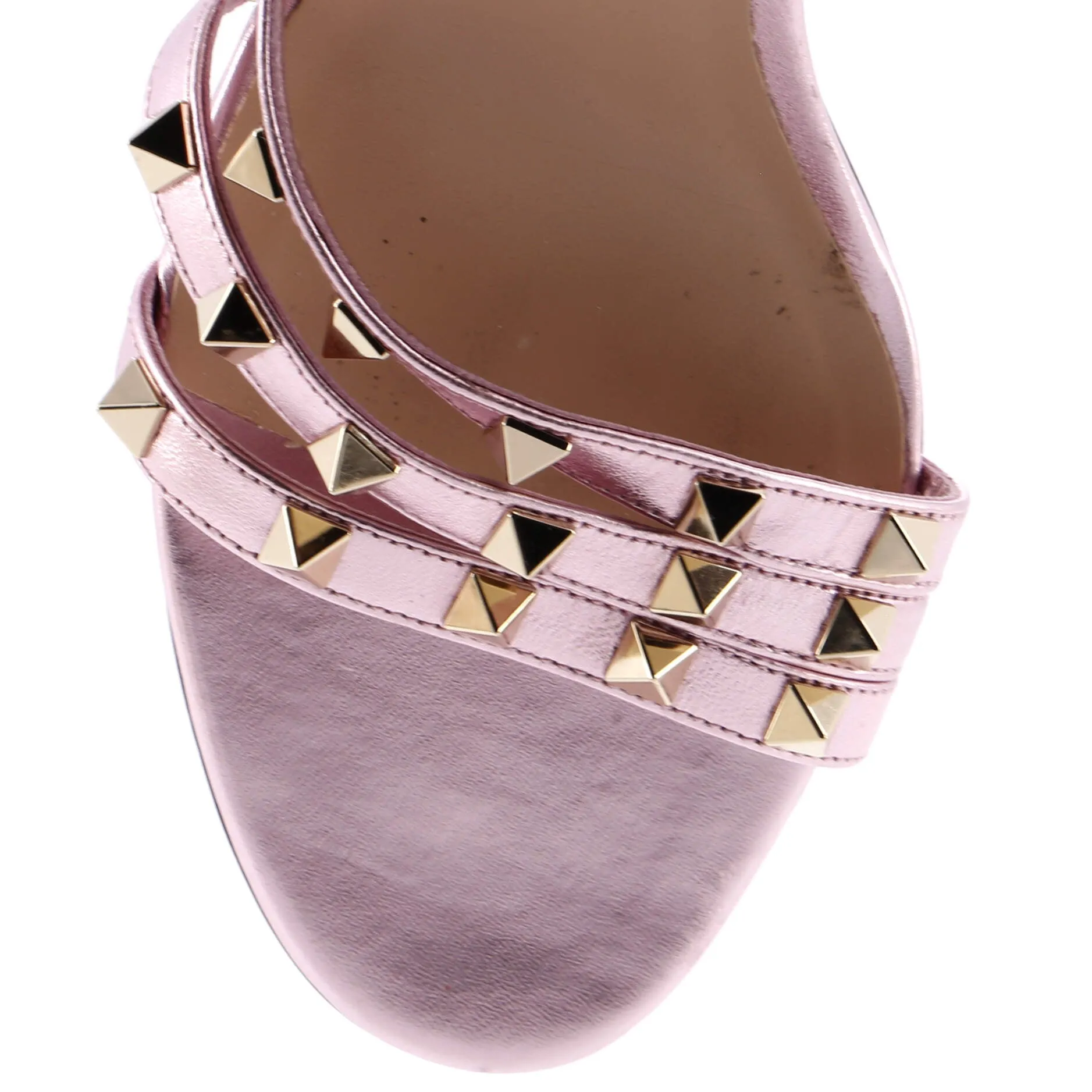Women's Rockstud Strappy Heeled Mule Sandals Leather