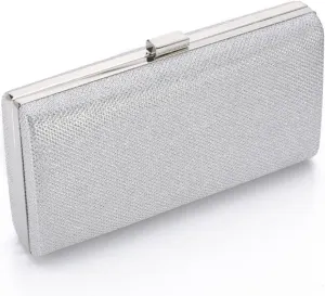 Womens Vintage Envelope Clutch Silver Evening Handbag For Cocktail/Wedding/Party