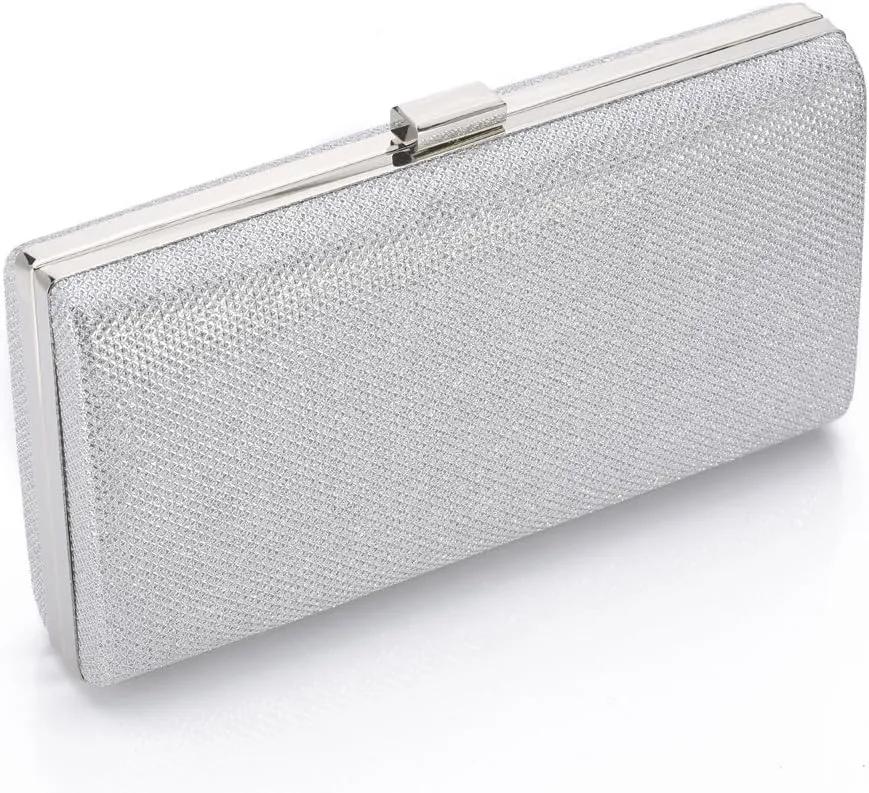Womens Vintage Envelope Clutch Silver Evening Handbag For Cocktail/Wedding/Party