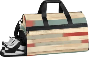 Wood Grain Gym Bags for Men Women, 43L Medium Sports Coloured Grain Travel Duffel Bag for Men with Shoe Compartment,Carry on Bags for Airplanes Women