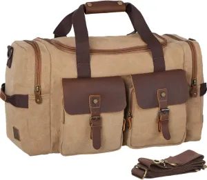 WOWBOX Duffel Bag Travel Weekender Duffle Bag Luggage Bags for Men Women Overnight Carry on Bag Gym Bag with Shoes Compartment Brown