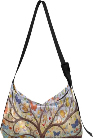 xigua Mosaic Art Tree Shoulder Bag for Women Waterproof PU Leather Hobo Bags Crossbody Purse with Zipper Closure