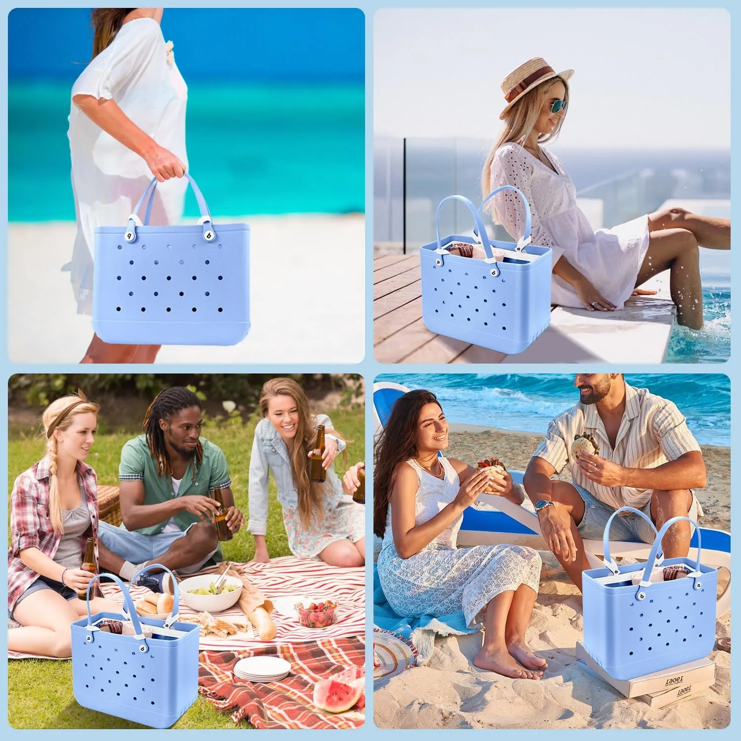 XYFuuee Beach Bag Organizer Inserts for X Large Bogg Bag Accessories, Original XL Lightweight Mesh Insert Divider Pouch, Organizing Rubber Tote Bags, Save Storage Space (White)
