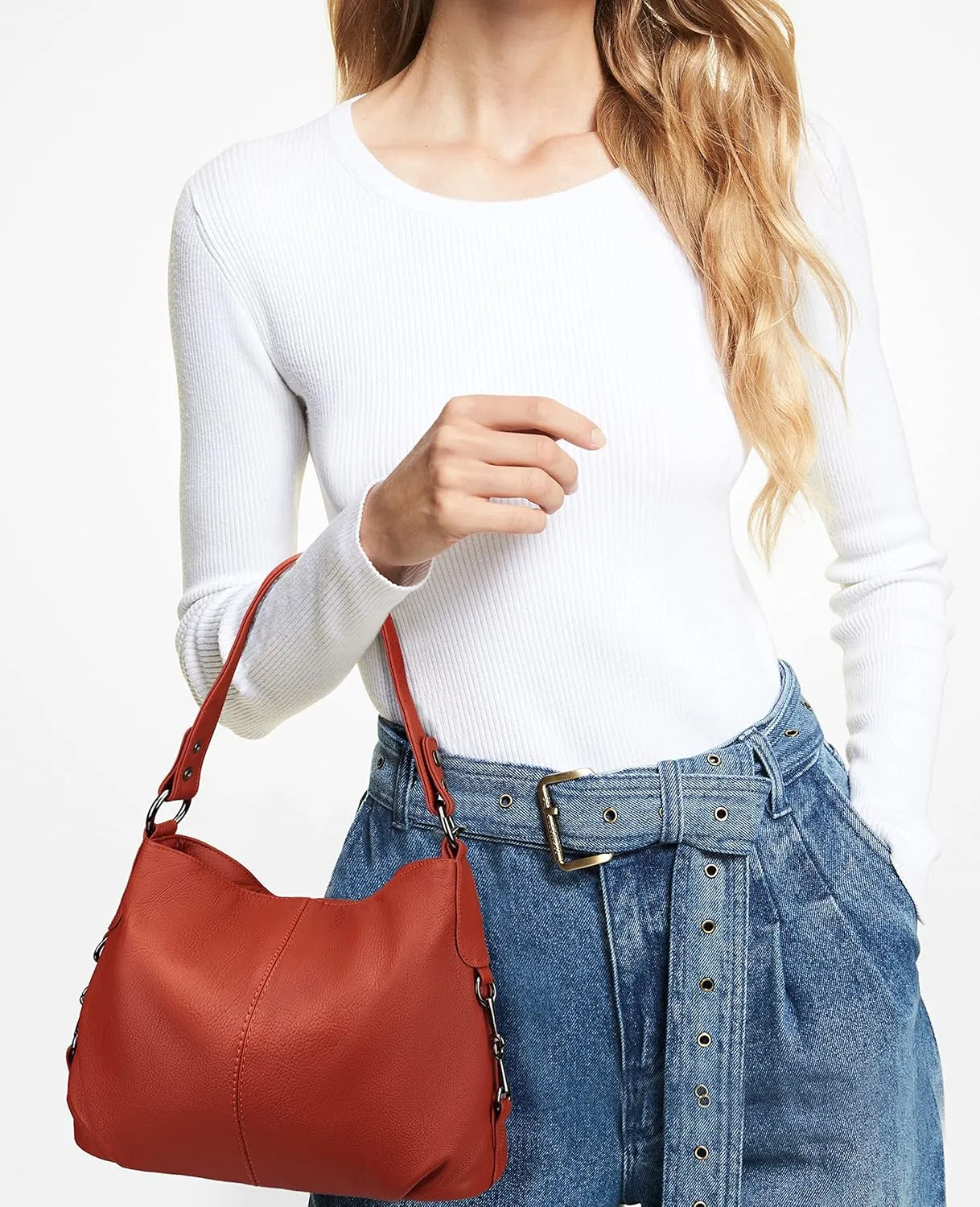 YALUXE Genuine Leather Shoulder Bags Stylish Hobo Handbags Purses Crossbody Bags for Women