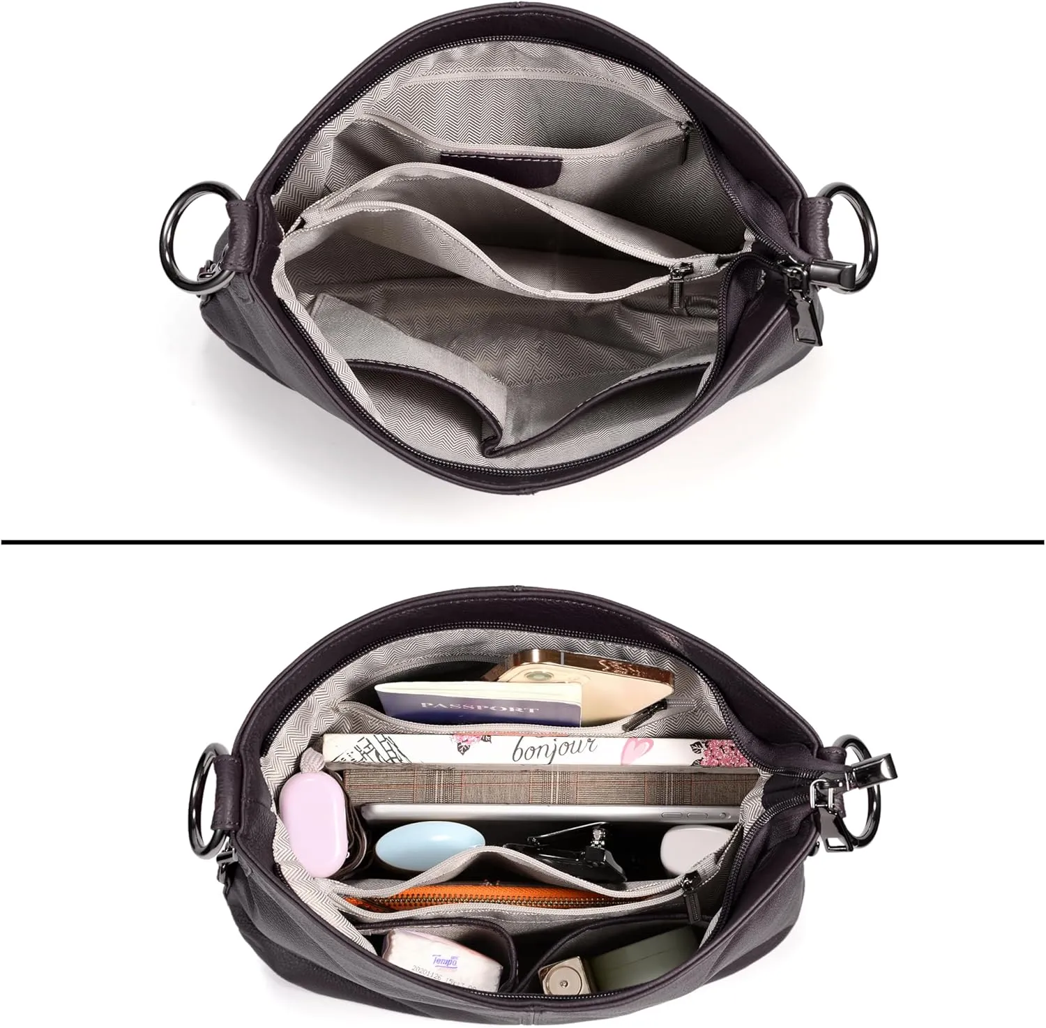 YALUXE Genuine Leather Shoulder Bags Stylish Hobo Handbags Purses Crossbody Bags for Women