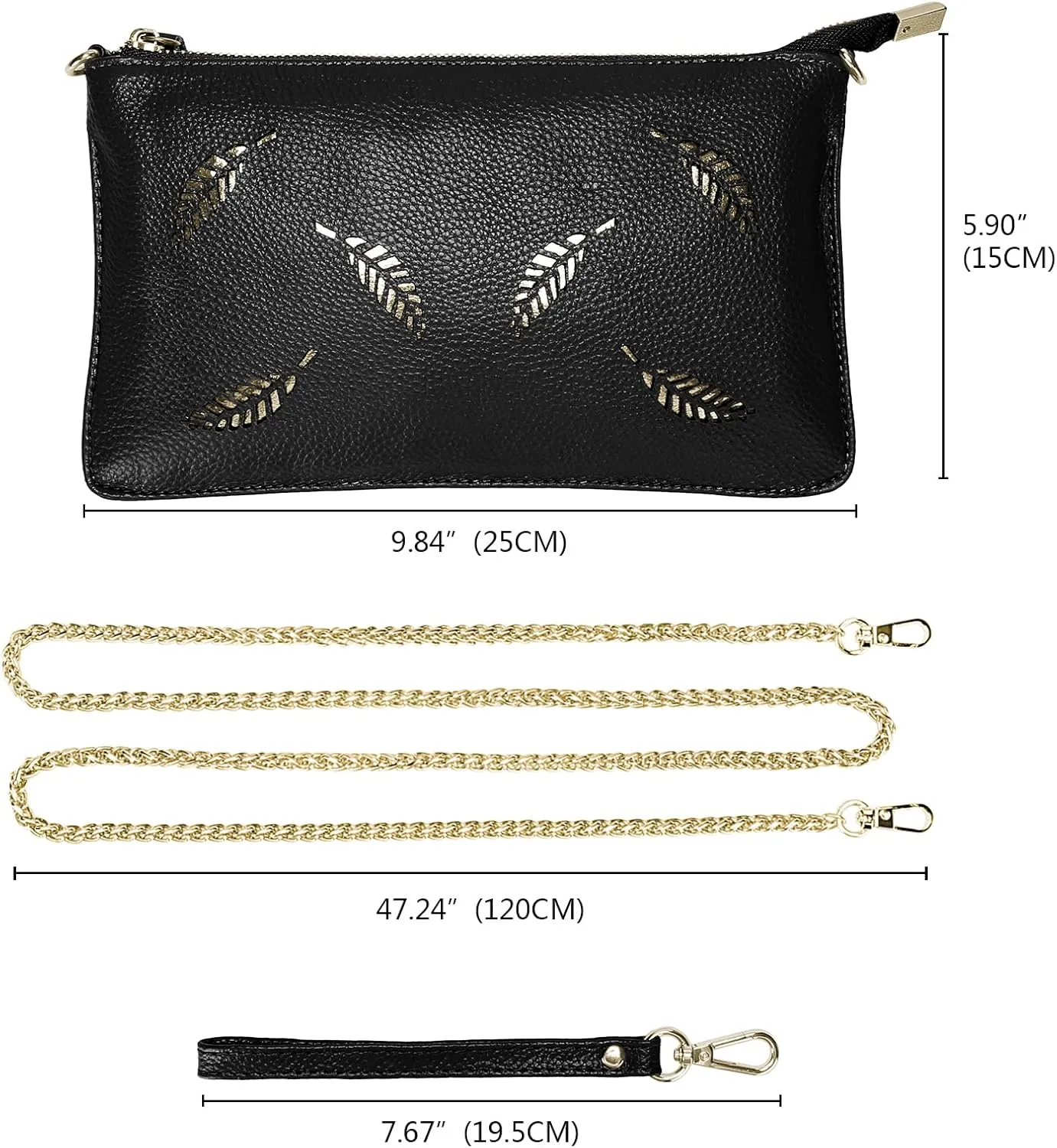 YALUXE Genuine Leather Wristlet Handbags Purses Cell Phone Pocket Clutch Wallet Crossbody Bags for Women