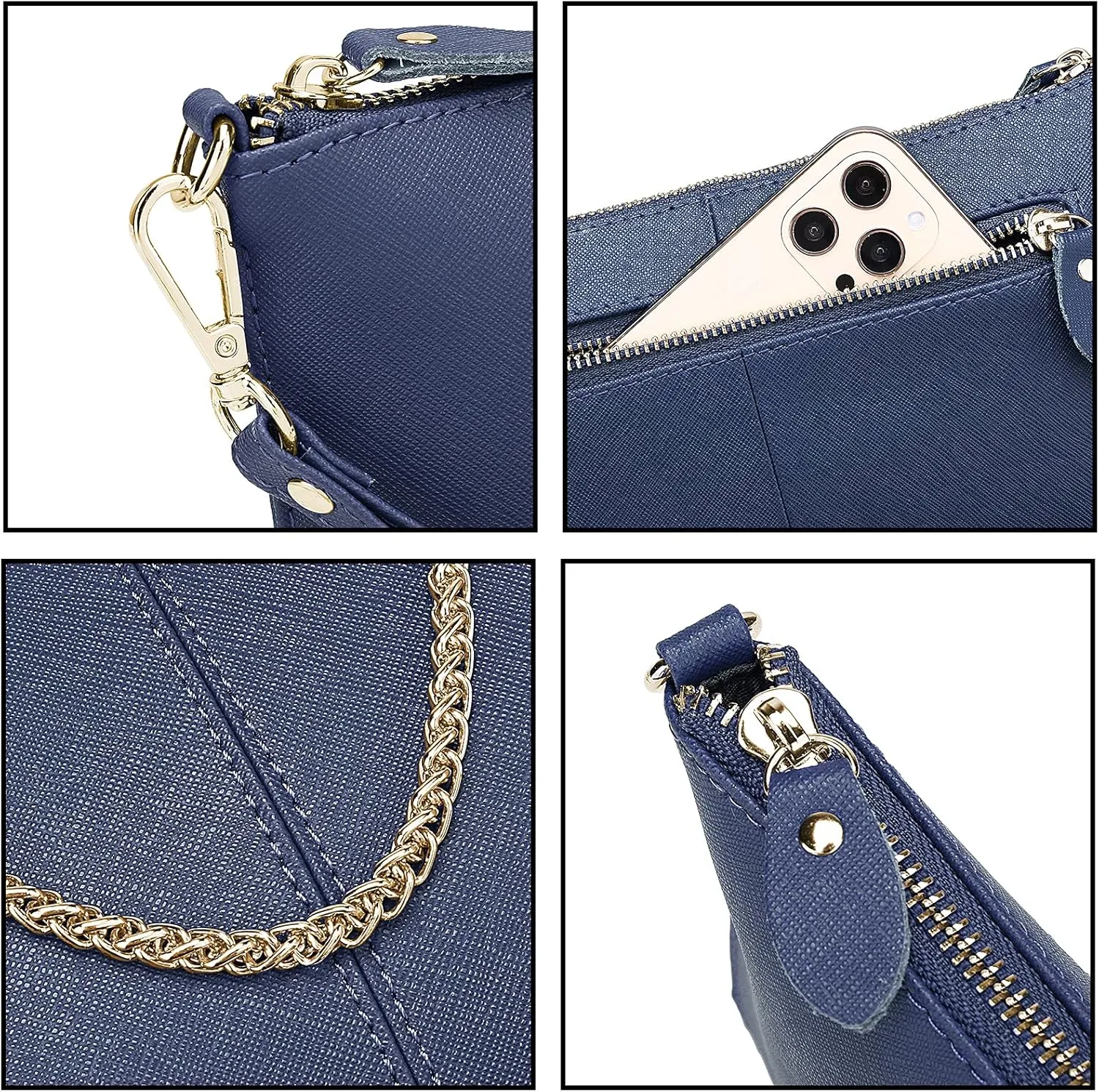 YALUXE Genuine Leather Wristlet Handbags Purses Cell Phone Pocket Clutch Wallet Crossbody Bags for Women
