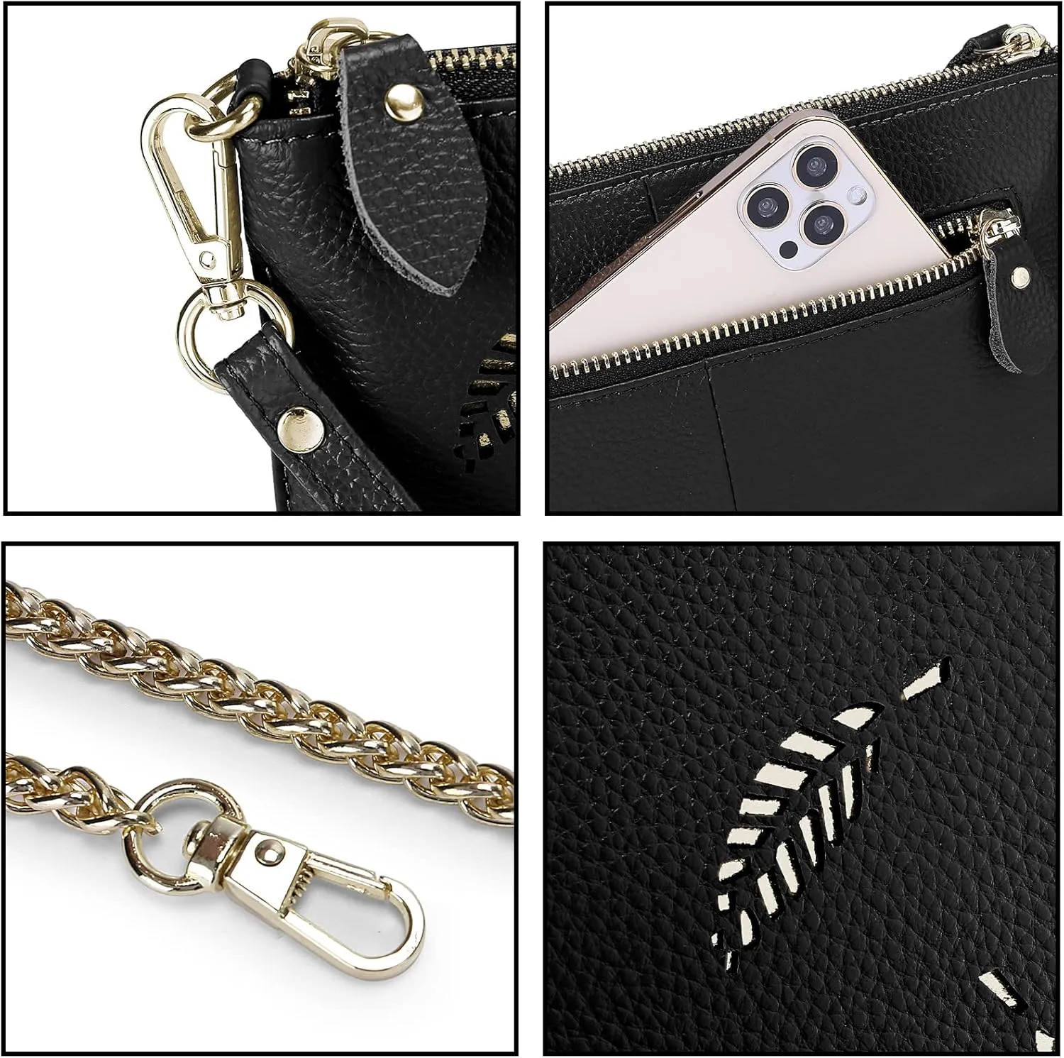YALUXE Genuine Leather Wristlet Handbags Purses Cell Phone Pocket Clutch Wallet Crossbody Bags for Women