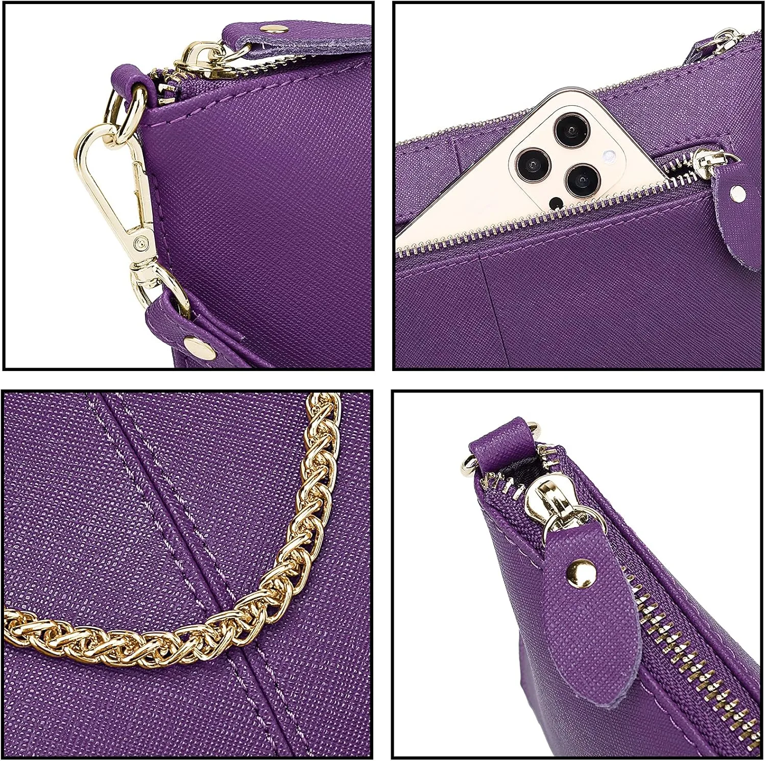 YALUXE Genuine Leather Wristlet Handbags Purses Cell Phone Pocket Clutch Wallet Crossbody Bags for Women