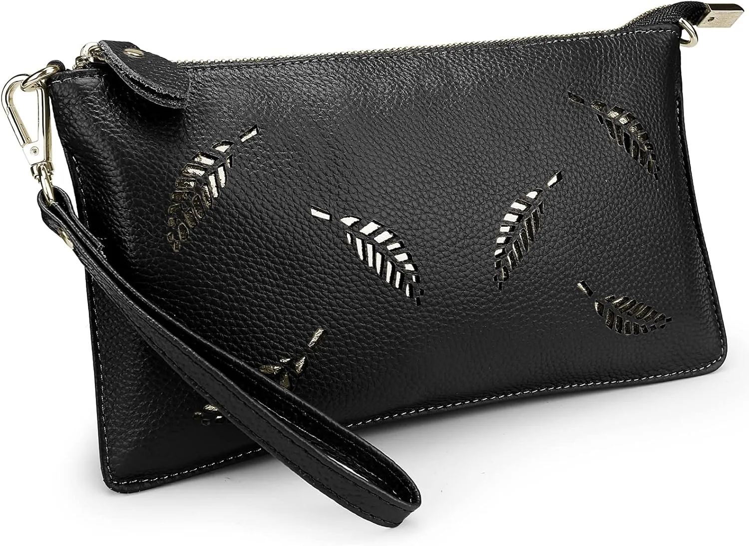 YALUXE Genuine Leather Wristlet Handbags Purses Cell Phone Pocket Clutch Wallet Crossbody Bags for Women