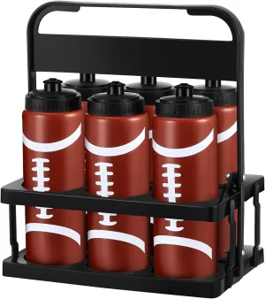 Yaomiao Water Bottle Carrier with 6 Bottles 20 oz Soccer Water Bottles with Carrier Squeeze Sports Team, Fitness Bike Gym
