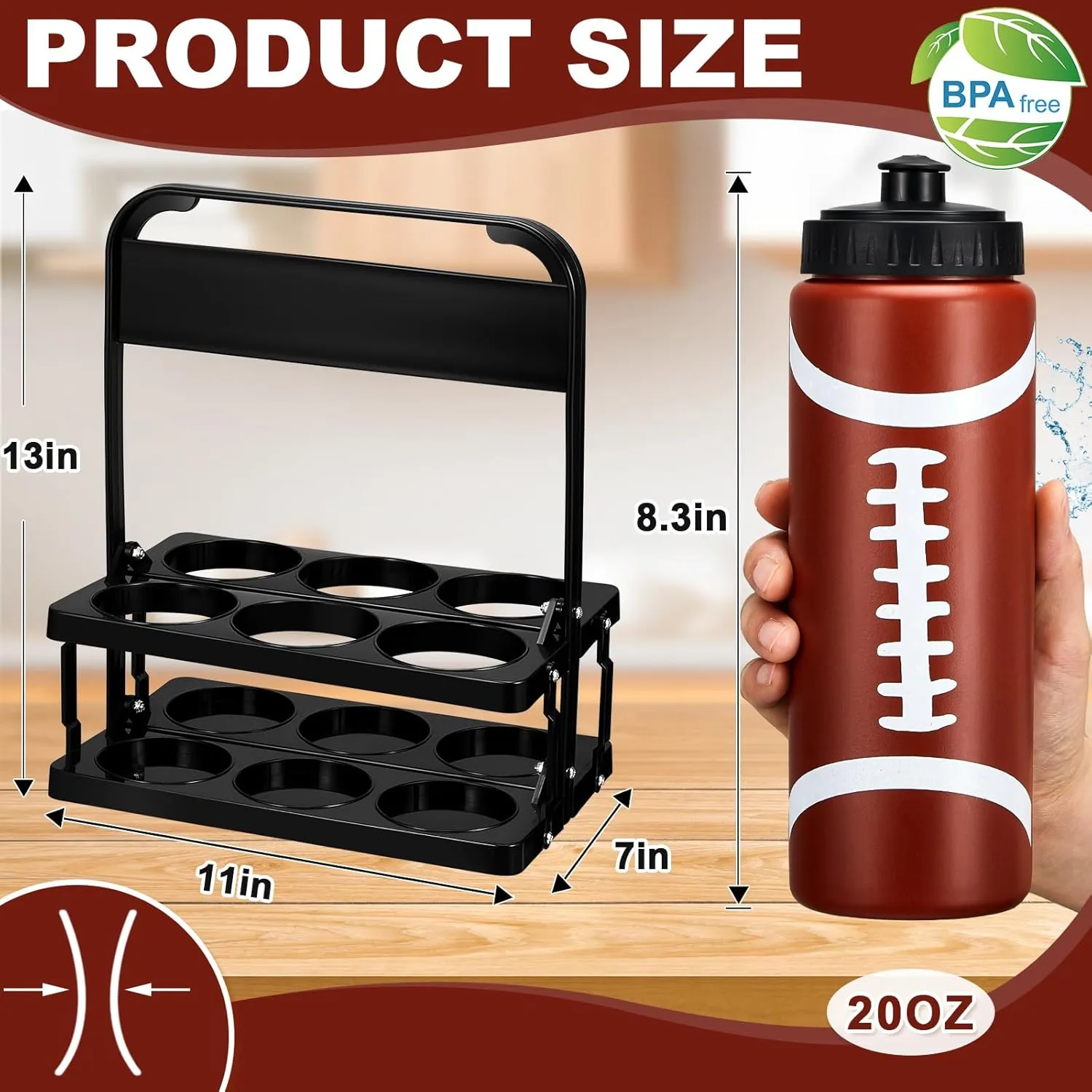 Yaomiao Water Bottle Carrier with 6 Bottles 20 oz Soccer Water Bottles with Carrier Squeeze Sports Team, Fitness Bike Gym