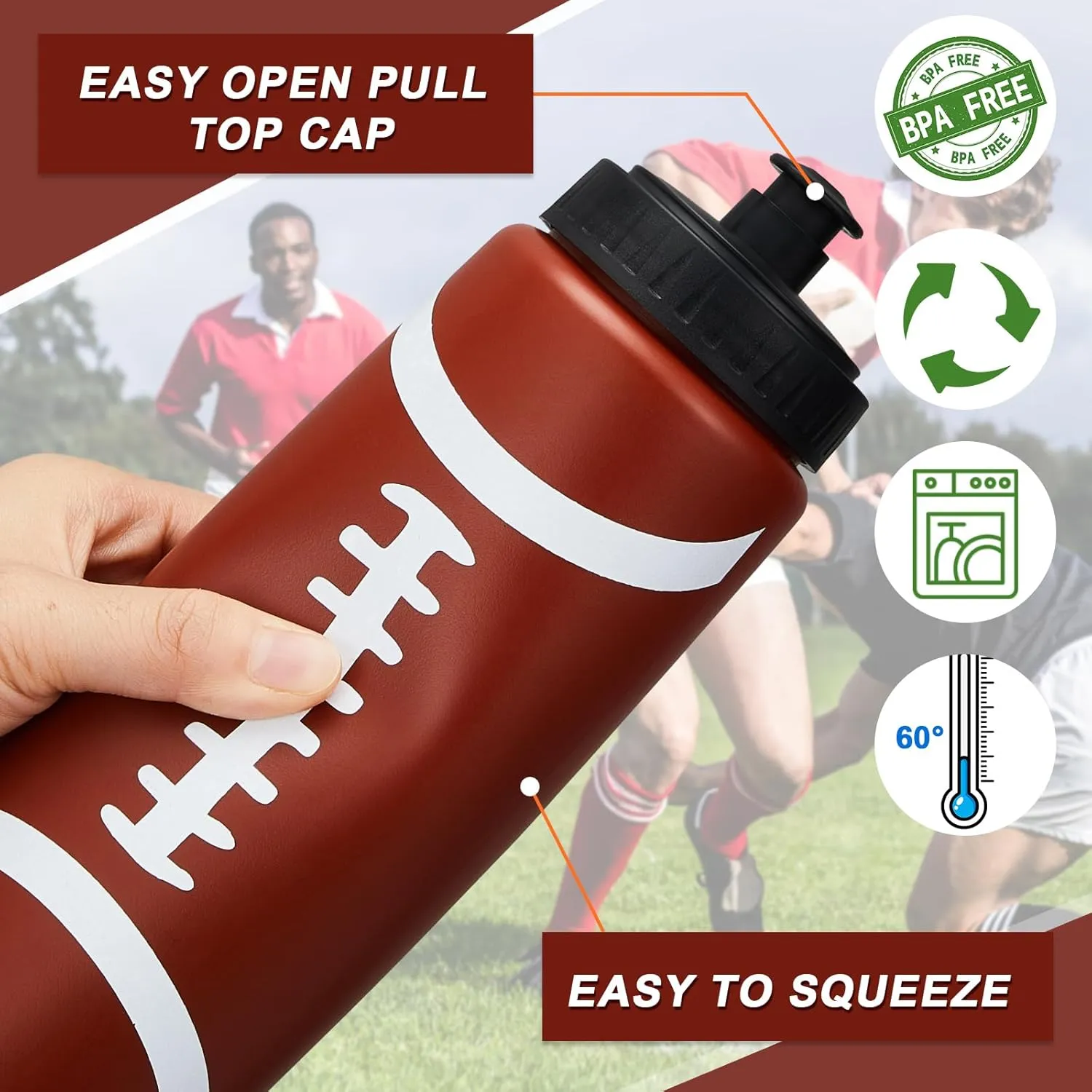 Yaomiao Water Bottle Carrier with 6 Bottles 20 oz Soccer Water Bottles with Carrier Squeeze Sports Team, Fitness Bike Gym