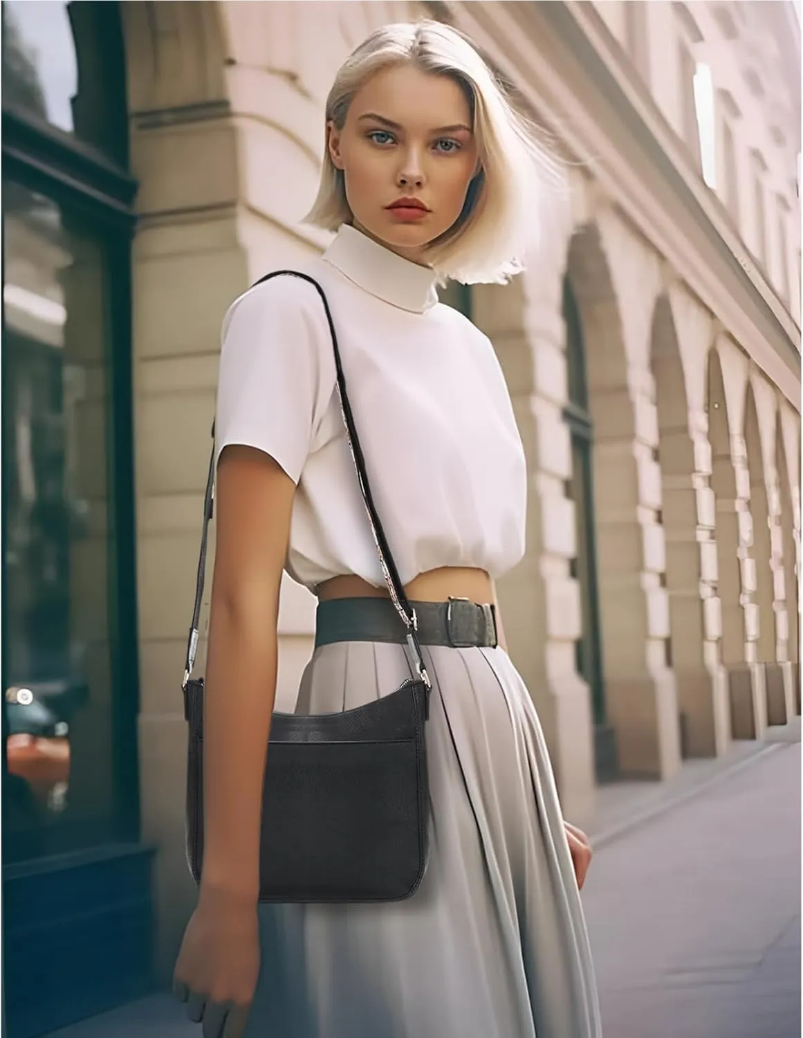 YDSIII Small Crossbody Bags for Women, Women's Cross body Bag with Adjustable Wide Guitar Strap, Vintage Vegan Leather