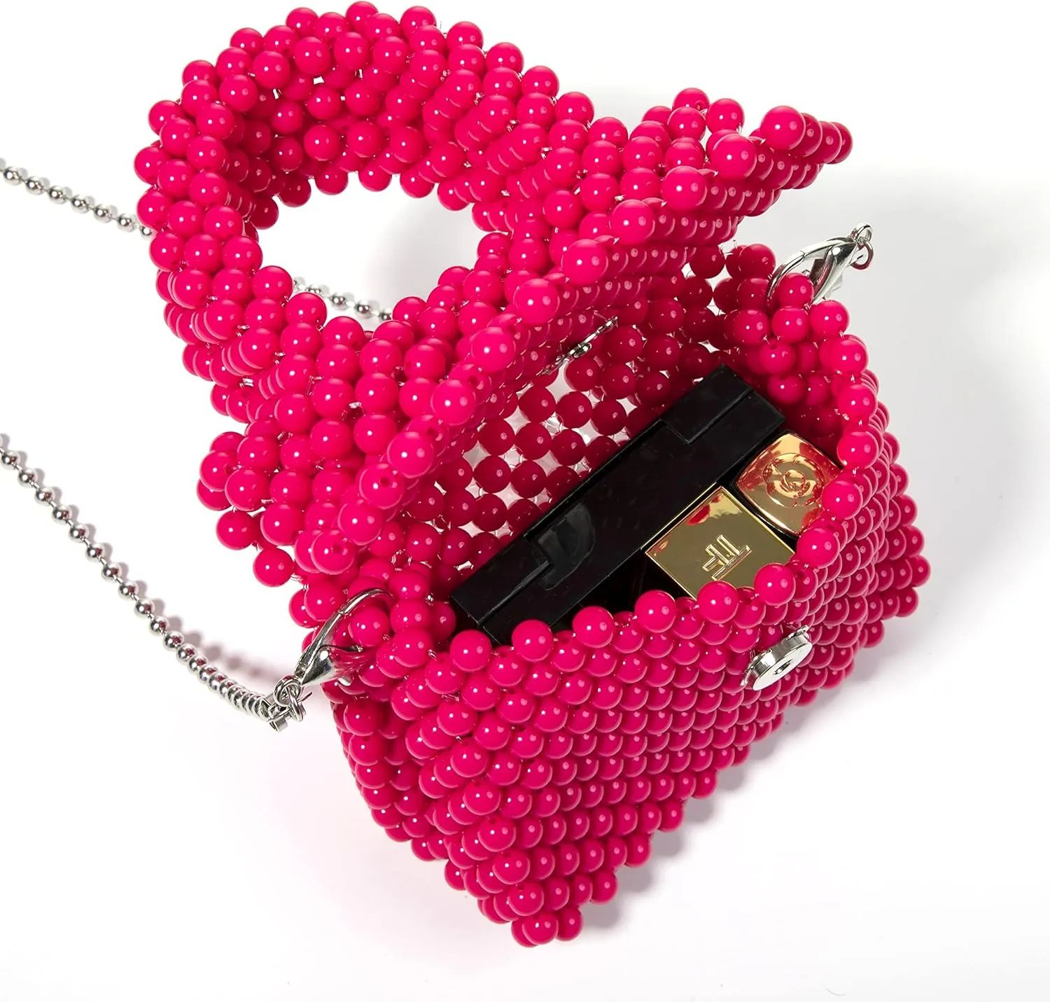 YUSHINY Acrylic Beaded Macaron Color Cube Box Bag Evening Handbag with Detachable Strap Chain