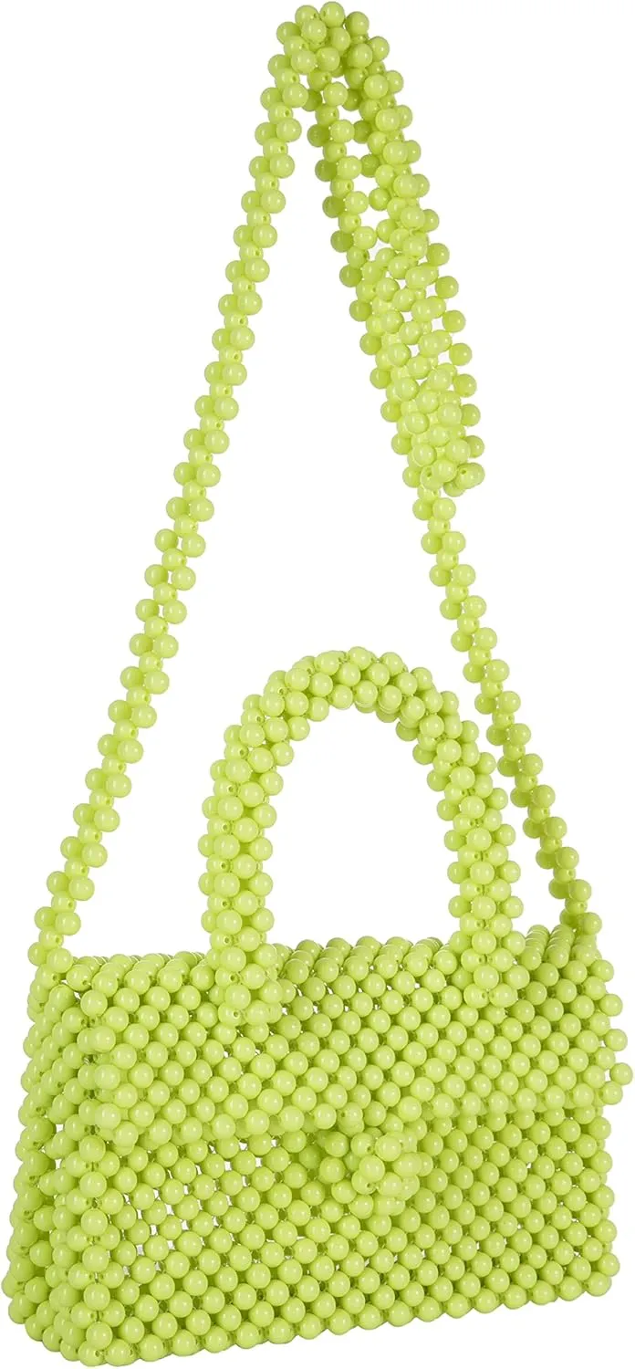 YUSHINY Women Acrylic Beaded Clutch Macaron Color Message Bag with Strap for Wedding Evening Party
