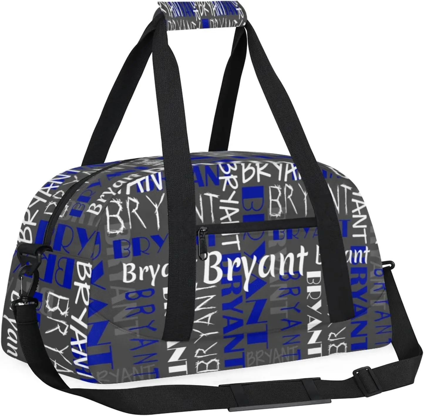 Yzrwebo Custom Name Gym Sport Bag, Personalized Duffel Travel Bag Customized Gymnastics Ballet Dance Bags Small Weekender Overnight Tote Bag for Gifts, Grey White