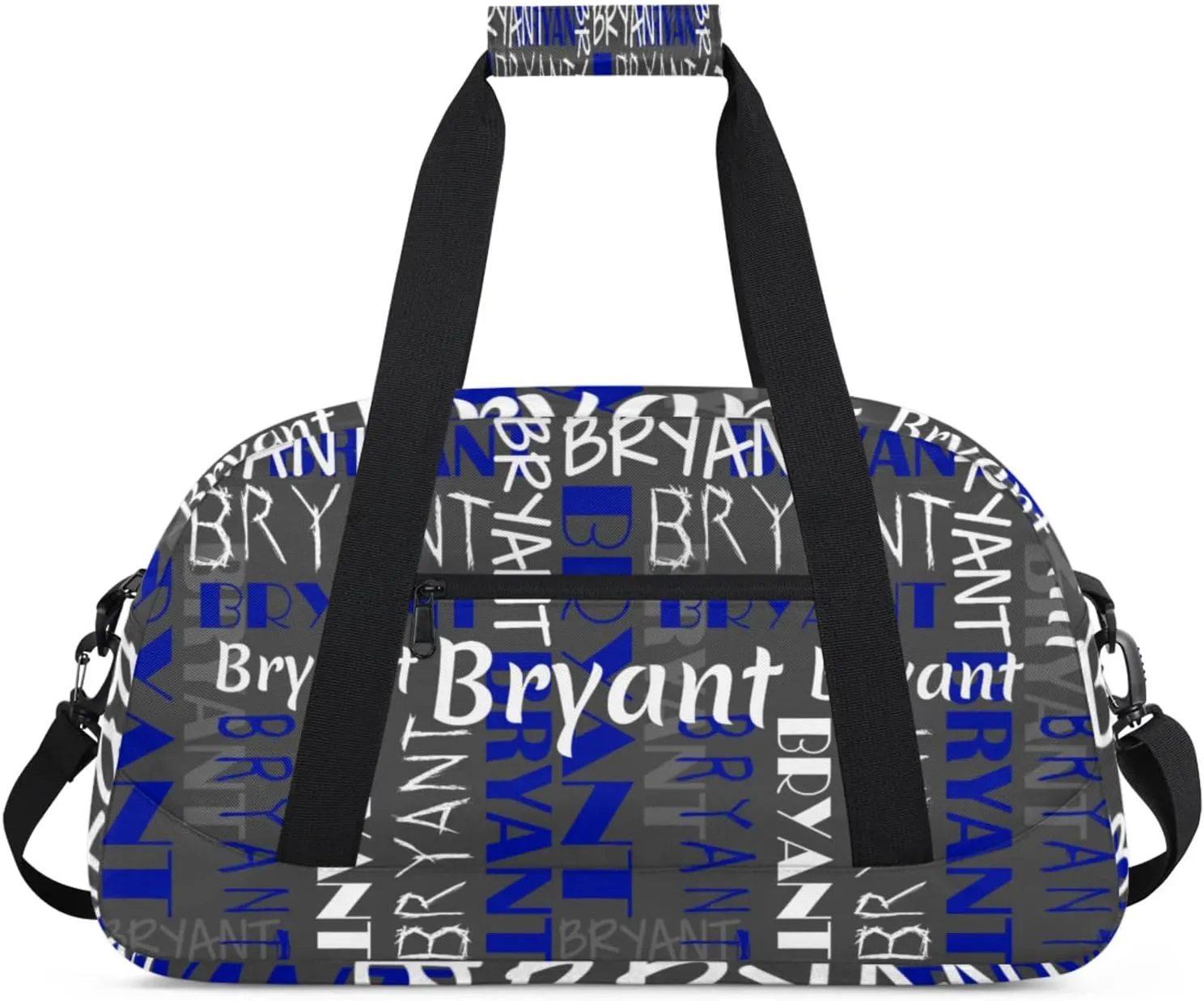 Yzrwebo Custom Name Gym Sport Bag, Personalized Duffel Travel Bag Customized Gymnastics Ballet Dance Bags Small Weekender Overnight Tote Bag for Gifts, Grey White