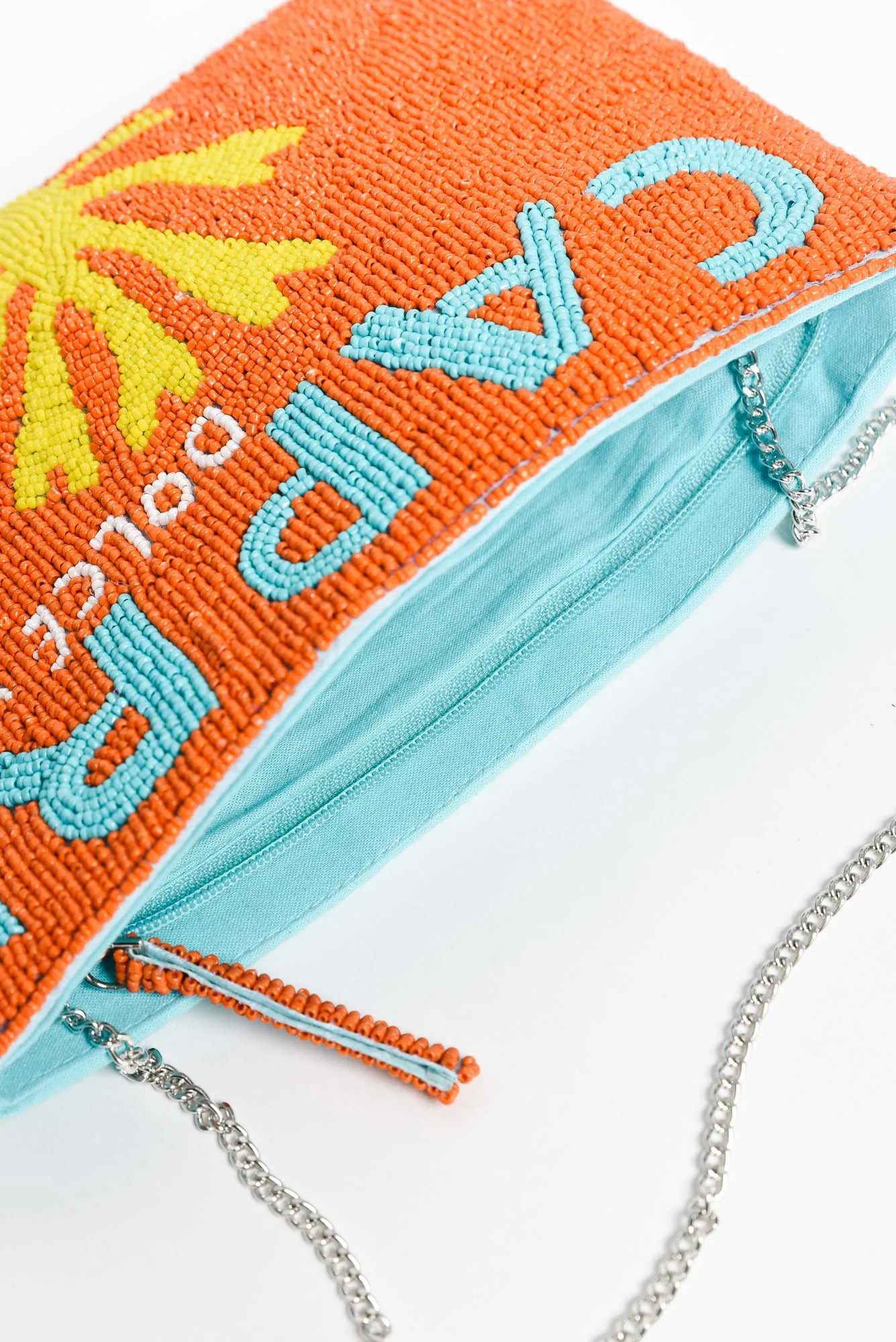 Zoda Capri Orange Beaded Clutch