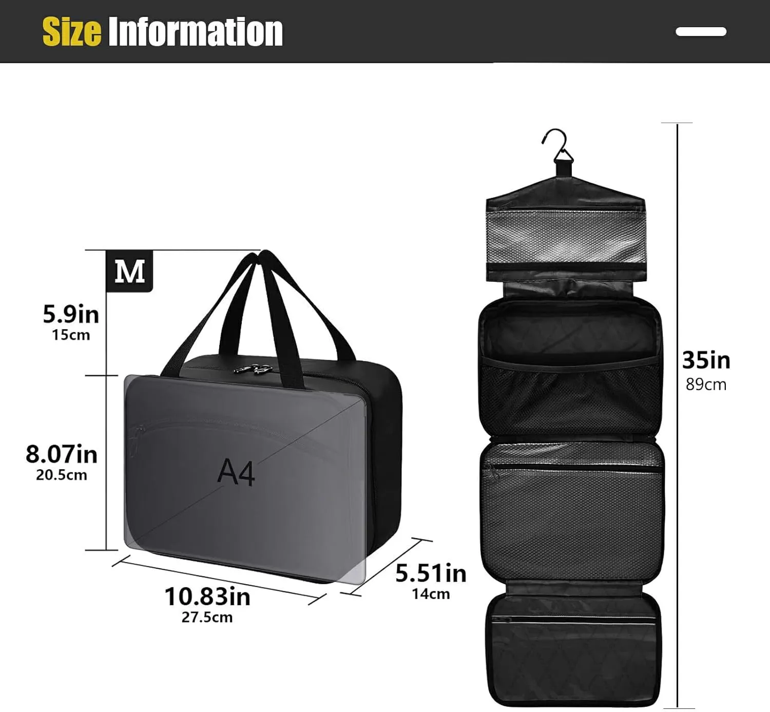 ZZKKO Toiletry Bags for Traveling Women Stylish Racing Flag Checkers Toiletry Bag with Hanging Hook Makeup Bag Travel Cosmetic Bag Travel Organizer for Accessories Toiletries Medium
